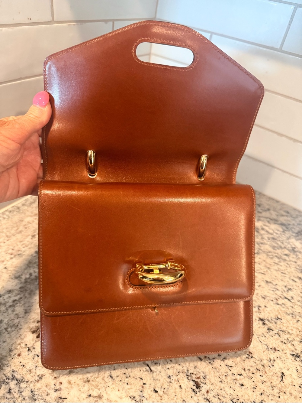 Celine Vintage D-Ring Box Top Handle Bag Cognac - Picture 6 of 16